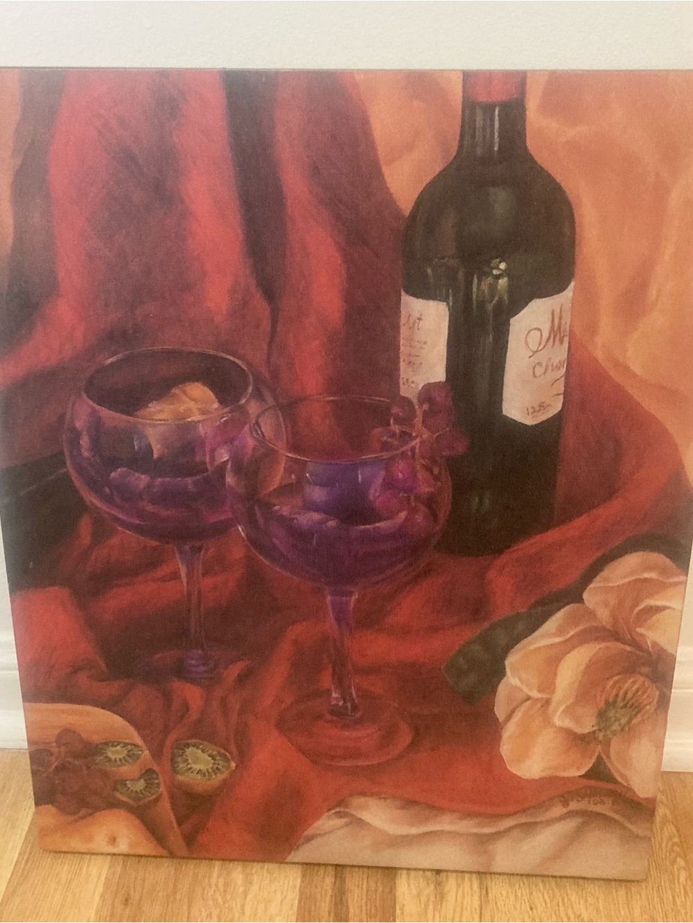 Vibrant Purple Wine Glasses Still Life Canvas Print